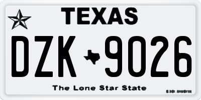 TX license plate DZK9026