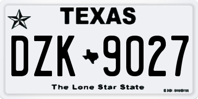 TX license plate DZK9027