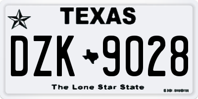 TX license plate DZK9028