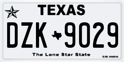 TX license plate DZK9029
