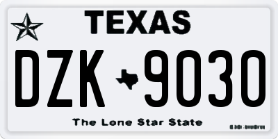 TX license plate DZK9030