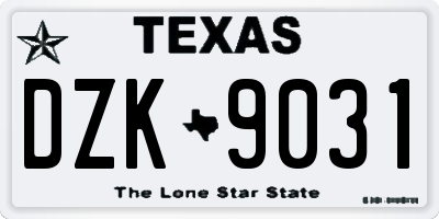 TX license plate DZK9031