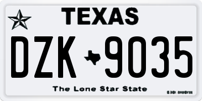 TX license plate DZK9035