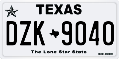 TX license plate DZK9040