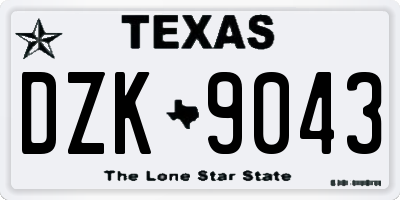TX license plate DZK9043