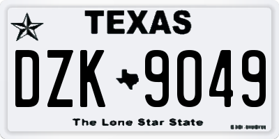 TX license plate DZK9049