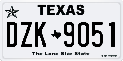TX license plate DZK9051
