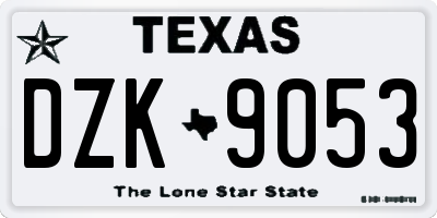 TX license plate DZK9053