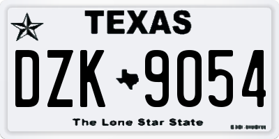TX license plate DZK9054