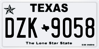 TX license plate DZK9058