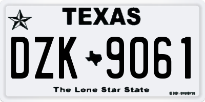 TX license plate DZK9061
