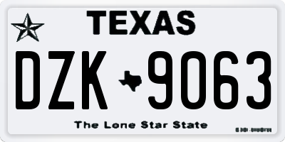 TX license plate DZK9063