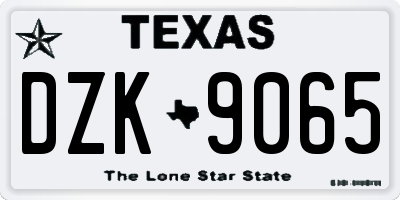 TX license plate DZK9065