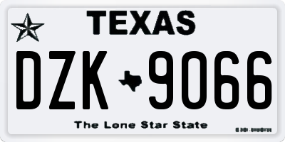 TX license plate DZK9066