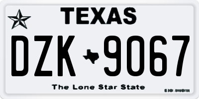TX license plate DZK9067