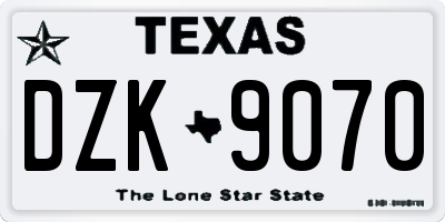 TX license plate DZK9070