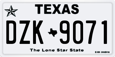 TX license plate DZK9071