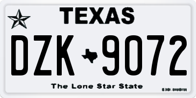 TX license plate DZK9072