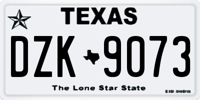 TX license plate DZK9073