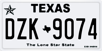 TX license plate DZK9074