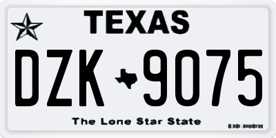 TX license plate DZK9075