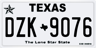 TX license plate DZK9076