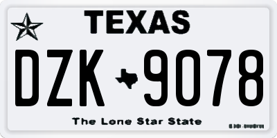 TX license plate DZK9078