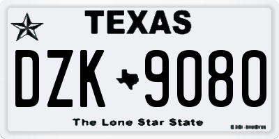 TX license plate DZK9080