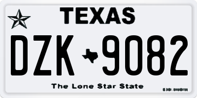 TX license plate DZK9082
