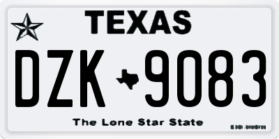 TX license plate DZK9083