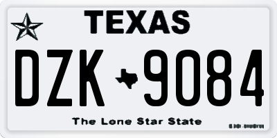 TX license plate DZK9084