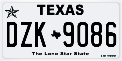 TX license plate DZK9086