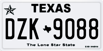 TX license plate DZK9088