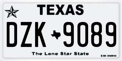 TX license plate DZK9089