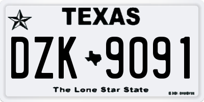 TX license plate DZK9091
