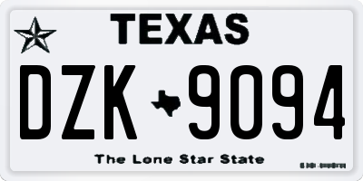 TX license plate DZK9094