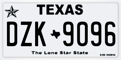 TX license plate DZK9096