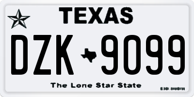 TX license plate DZK9099