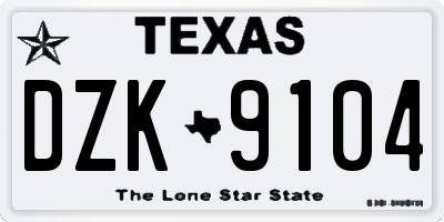 TX license plate DZK9104