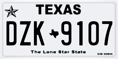 TX license plate DZK9107