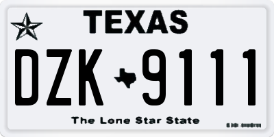 TX license plate DZK9111
