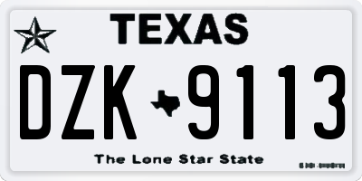 TX license plate DZK9113