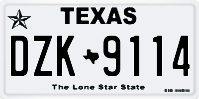 TX license plate DZK9114