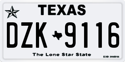 TX license plate DZK9116