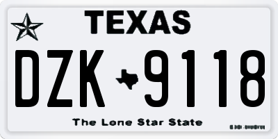 TX license plate DZK9118