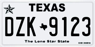 TX license plate DZK9123