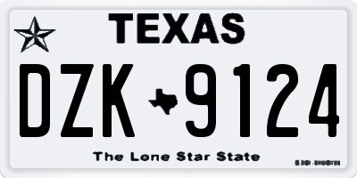 TX license plate DZK9124