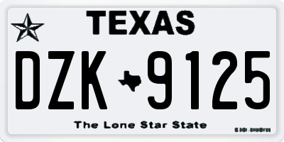TX license plate DZK9125