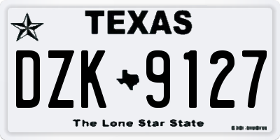TX license plate DZK9127
