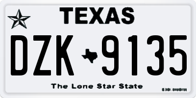 TX license plate DZK9135
